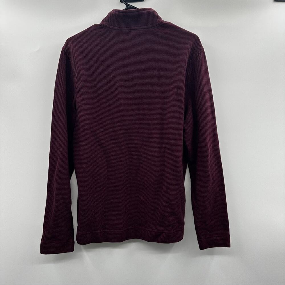 Van Heusen Never Tuck Burgundy Red Striped Long Sleeve Quarter Zip Jacket Size S - Picture 4 of 8